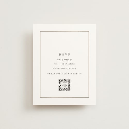 This is a sugar rsvp cards with foil pressed by Jessica Williams called bianca printing on signature in standard