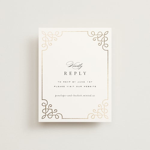 This is a pearl rsvp cards with foil pressed by Janean Hinger called intertwined printing on signature in standard