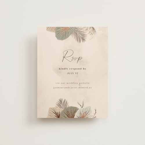 This is a dusk rsvp cards with foil pressed by Susan Moyal called jasmine printing on signature in standard