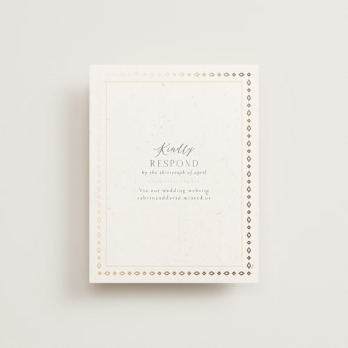 This is a scarlet rsvp cards with foil pressed by Sabrin Deirani called islamic arch printing on signature in standard