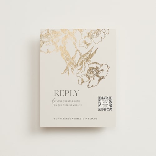 This is a hope floats rsvp cards with foil pressed by Design Lotus called mon amour printing on signature in standard