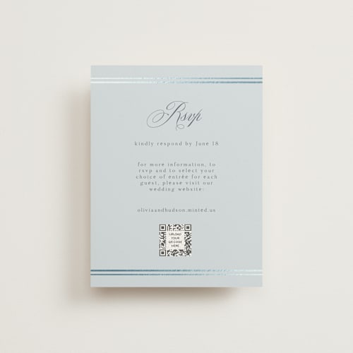 This is a sky rsvp cards with foil pressed by Nicole Walsh called classic elegance printing on signature in standard