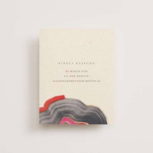 This is a gem rsvp cards with foil pressed by Sumak Studio called agate printing on signature in standard