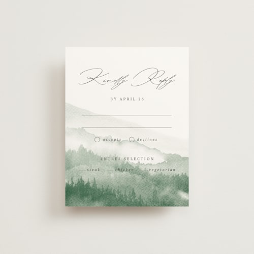 This is a fern rsvp postcards by Helen Halik called over the mountains printing on signature in postcard