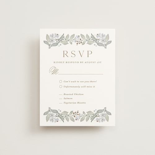 This is a meadow rsvp postcards by Kristen Smith called wild flora printing on signature in postcard