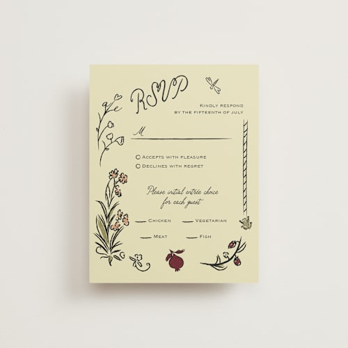 This is a oat rsvp postcards by Helena Vitto called love rests in a garden printing on signature in postcard