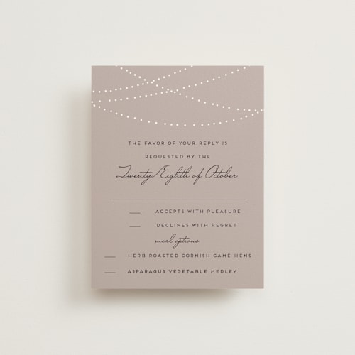 This is a chalkboard rsvp postcards by Design Lotus called lavish printing on signature in postcard