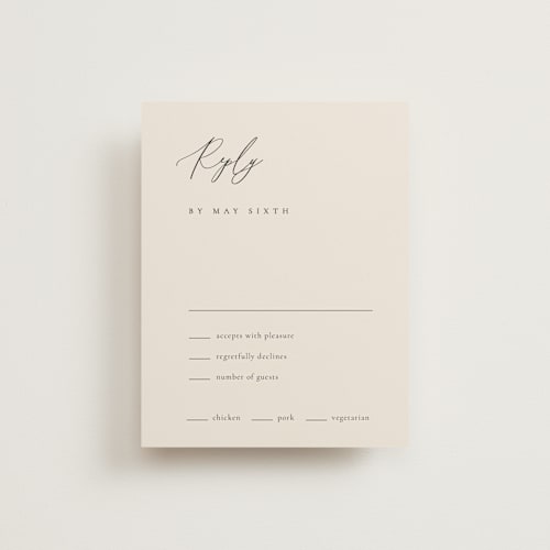 This is a linen rsvp postcards by Kelly Schmidt called corner printing on signature in postcard