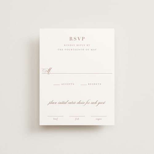 This is a blush rsvp postcards by Megan Davis called charleston printing on signature in postcard