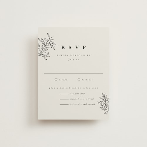 This is a cotton rsvp postcards by Kate Ahn called leafy wreath printing on signature in postcard