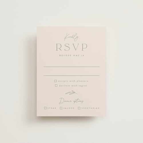This is a sage rsvp postcards by Erica Krystek called soft arch printing on signature in postcard