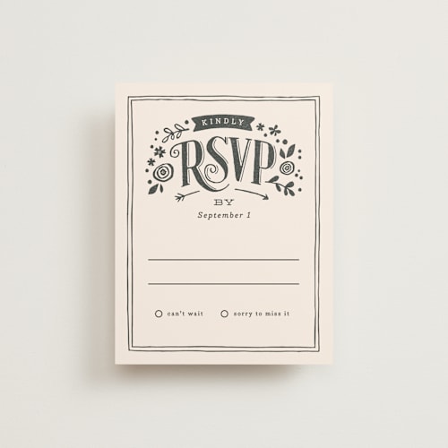 This is a slate rsvp postcards by Jennifer Wick called alabaster florals printing on signature in postcard