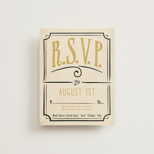 This is a honey bee rsvp postcards by GeekInk Design called inked printing on signature in postcard
