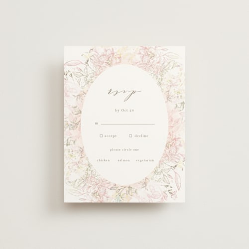 This is a lily rsvp postcards by Phrosné Barwood called pastel dream printing on signature in postcard