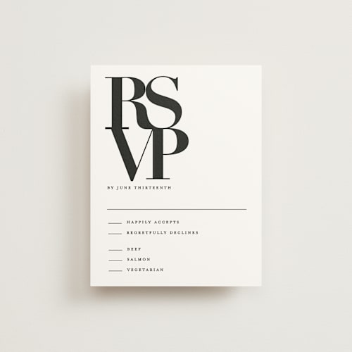 This is a pearl rsvp postcards by Kelly Schmidt called the minimalist printing on signature in postcard