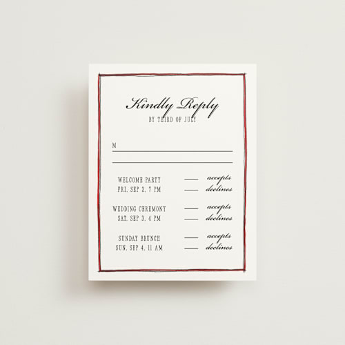 This is a lily rsvp cards with standard by Pati Cascino called two hearts printing on signature in standard