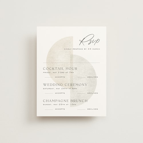 This is a stone rsvp cards with standard by Jackie Crawford called camille printing on signature in standard