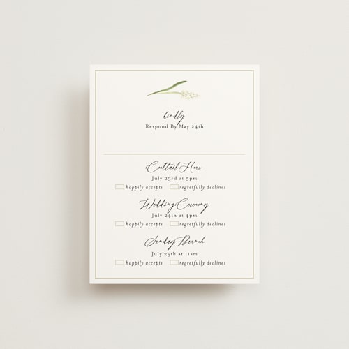 This is a porcelain rsvp cards with standard by Susan Moyal called fresh classic printing on signature in standard
