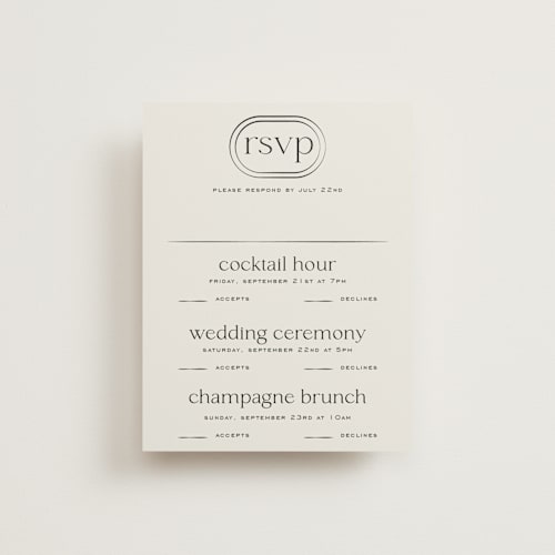 This is a latte rsvp cards with standard by Jackie Crawford called modern monogram printing on signature in standard