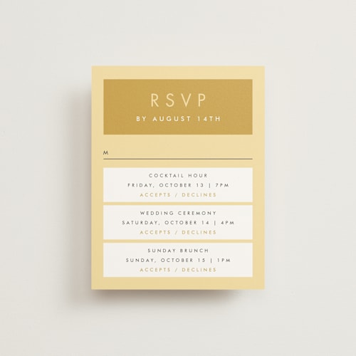 This is a buttercup rsvp cards with standard by Snow and Ivy called colorfield printing on signature in standard