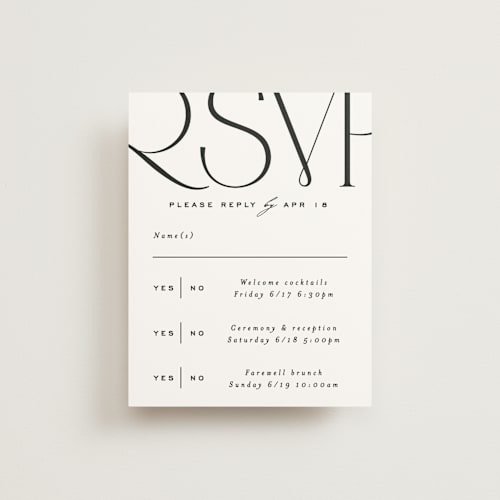 This is a lily rsvp cards with standard by Owl and Toad called numerical printing on signature in standard