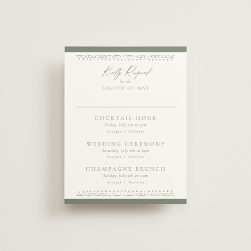 This is a forest rsvp cards with standard by Jackie Crawford called ornate sketched frame printing on signature in standard