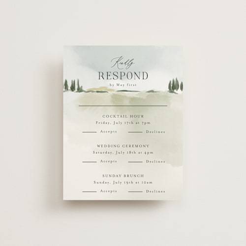 This is a sky rsvp cards with standard by Rebecca Durflinger called estate printing on signature in standard