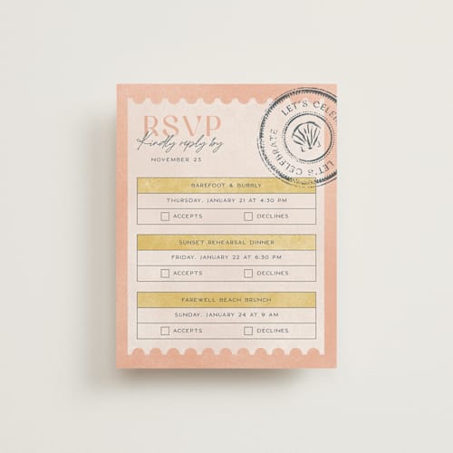 This is a grapefruit rsvp cards with standard by Pixel and Hank called coastal drift printing on signature in standard