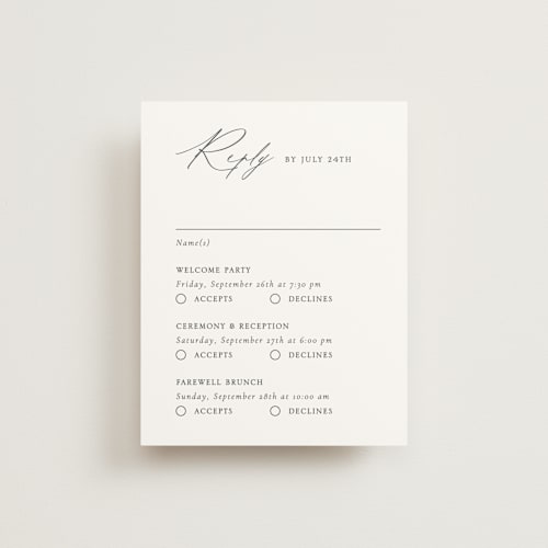 This is a cotton rsvp cards with standard by Vanessa Doyle called contemporary printing on signature in standard