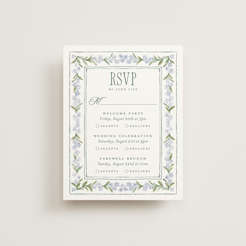 This is a wisteria rsvp cards with standard by Jenna Holcomb called vintage sketched printing on signature in standard