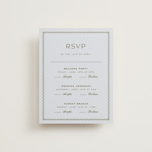 This is a lavender rsvp cards with standard by Ellen Schlegelmilch called callum printing on signature in standard