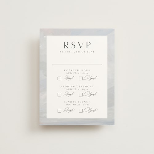 This is a sky rsvp cards with standard by Nicole Walsh called calm water printing on signature in standard