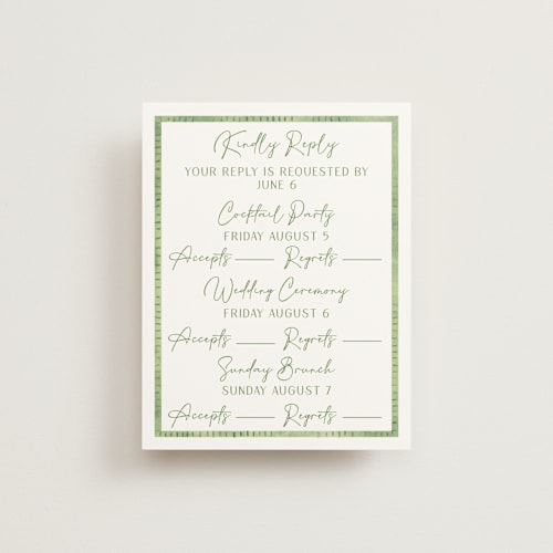 This is a jungle rsvp cards with standard by Petra Kern called tropical dreams printing on signature in standard