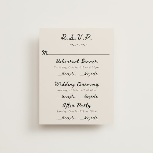 This is a lace rsvp cards with standard by Cass Loh called simple monogram printing on signature in standard