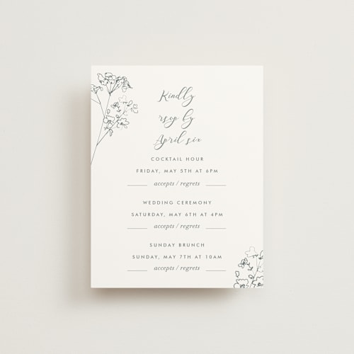 This is a storm rsvp cards with standard by Baumbirdy called sketched florals printing on signature in standard