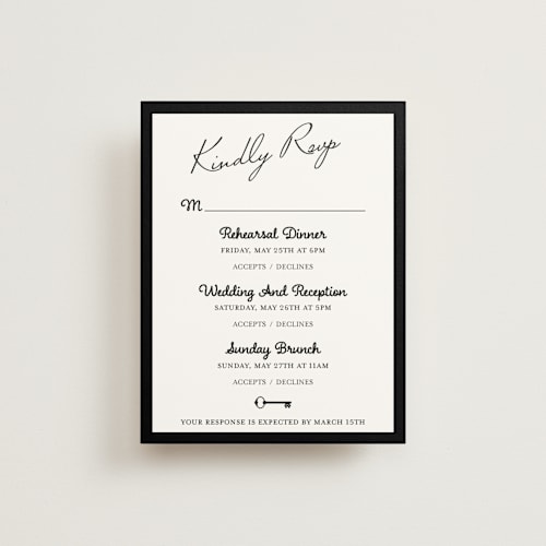 This is a ivory rsvp cards with standard by Studio Suku called hotel printing on signature in standard
