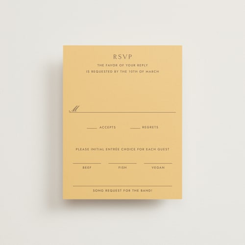 This is a melon rsvp cards with standard by Megan Davis called bocce printing on signature in standard