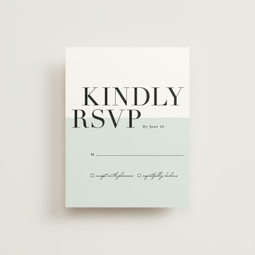 This is a mint rsvp cards with standard by Stacey Meacham called so fresh printing on signature in standard