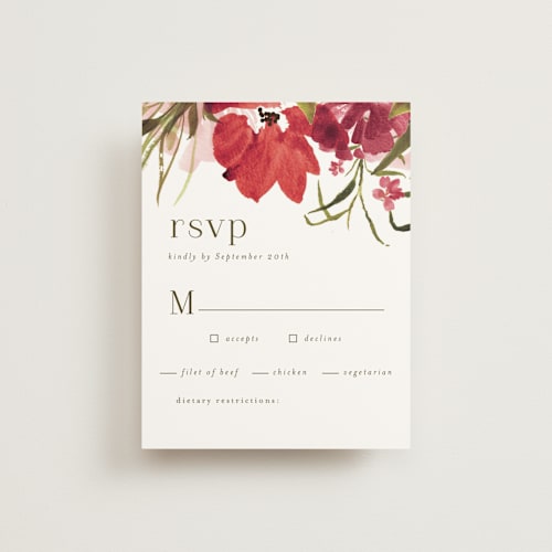 This is a sienna rsvp cards with standard by Angela Marzuki called wispy printing on signature in standard
