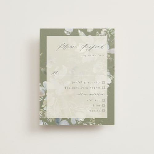 This is a pewter rsvp cards with standard by Grace Kreinbrink called spring dash printing on signature in standard