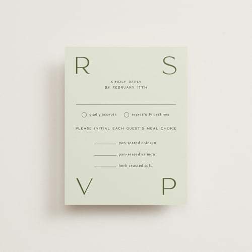This is a lemongrass rsvp cards with standard by Sam Dubeau called swoon printing on signature in standard