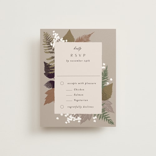 This is a natural rsvp cards with standard by Alethea and Ruth called autumnal printing on signature in standard