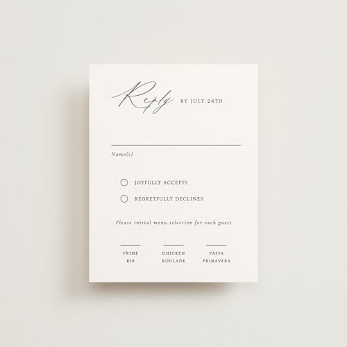 This is a cotton rsvp cards with standard by Vanessa Doyle called contemporary printing on signature in standard