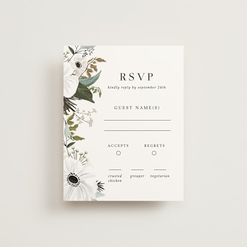 This is a pistachio rsvp cards with standard by Nicole Whiddon called inverness printing on signature in standard