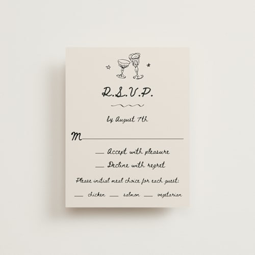 This is a lace rsvp cards with standard by Cass Loh called simple monogram printing on signature in standard