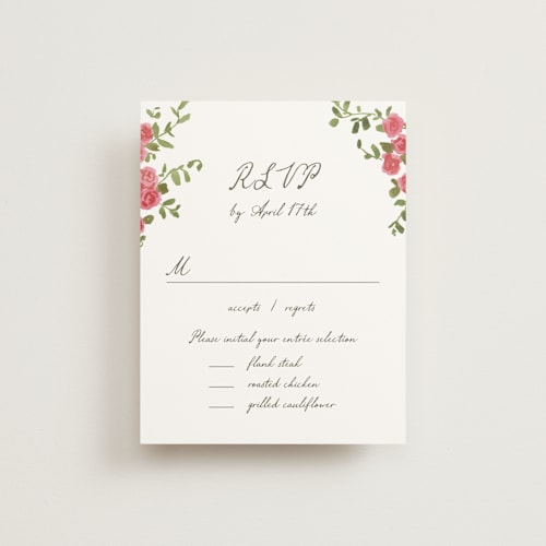 This is a azalea rsvp cards with standard by Everett Paper Goods called villa printing on signature in standard