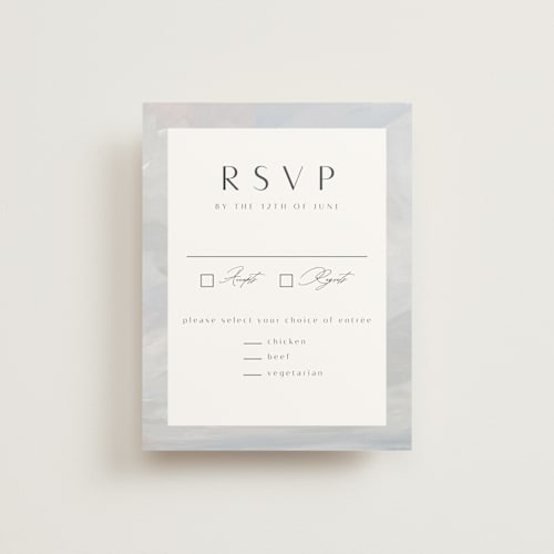 This is a sky rsvp cards with standard by Nicole Walsh called calm water printing on signature in standard