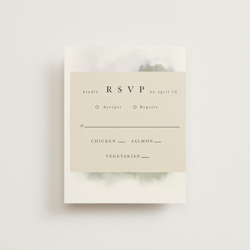 This is a moss rsvp cards with standard by Hannah Williams called hillside printing on signature in standard