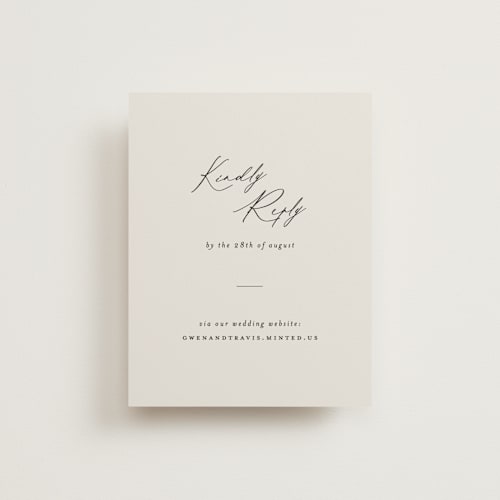 This is a ivory rsvp cards with standard by Carolyn Nicks called kinkaid printing on signature in standard