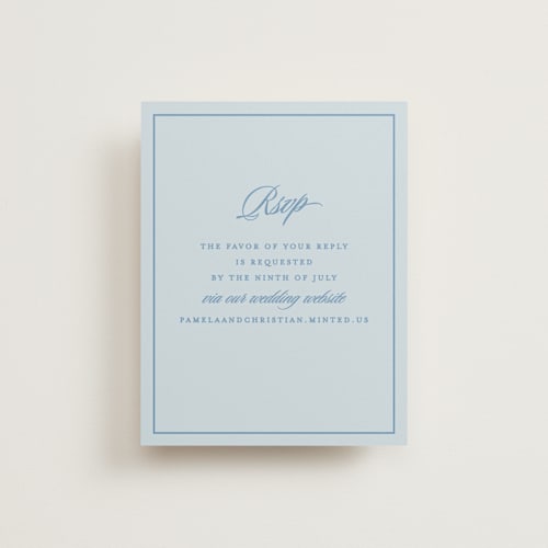 This is a capri rsvp cards with standard by Creo Study called scripted printing on signature in standard